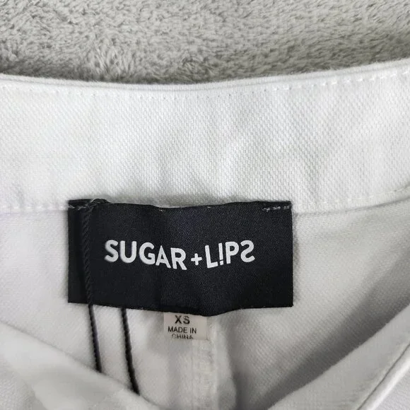 Womens White Sugar + Lips Denim Mini Skirt Ruffles Size XS - Picture 4 of 10